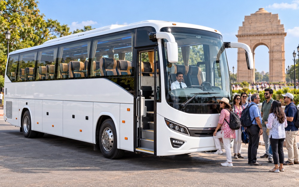 50-Seater Luxury Bus with Sharma Safari Travels